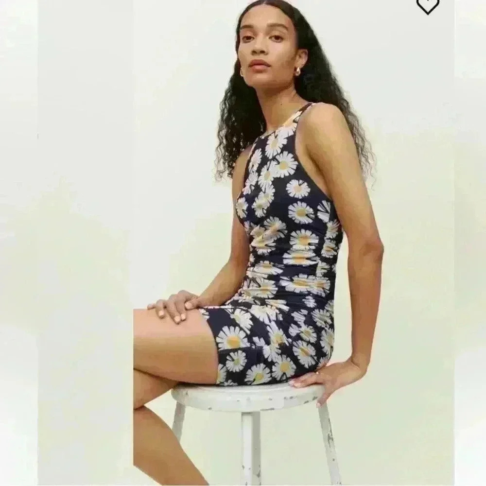 New nwt Reformation Tiel Knit sunflower mini Dress XS